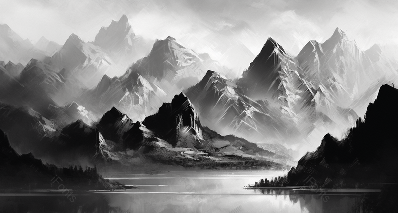 奇山怪石新中式水墨意境山水画,插画/手绘图,插画/手绘图库,插画/手绘图下载,插画/手绘